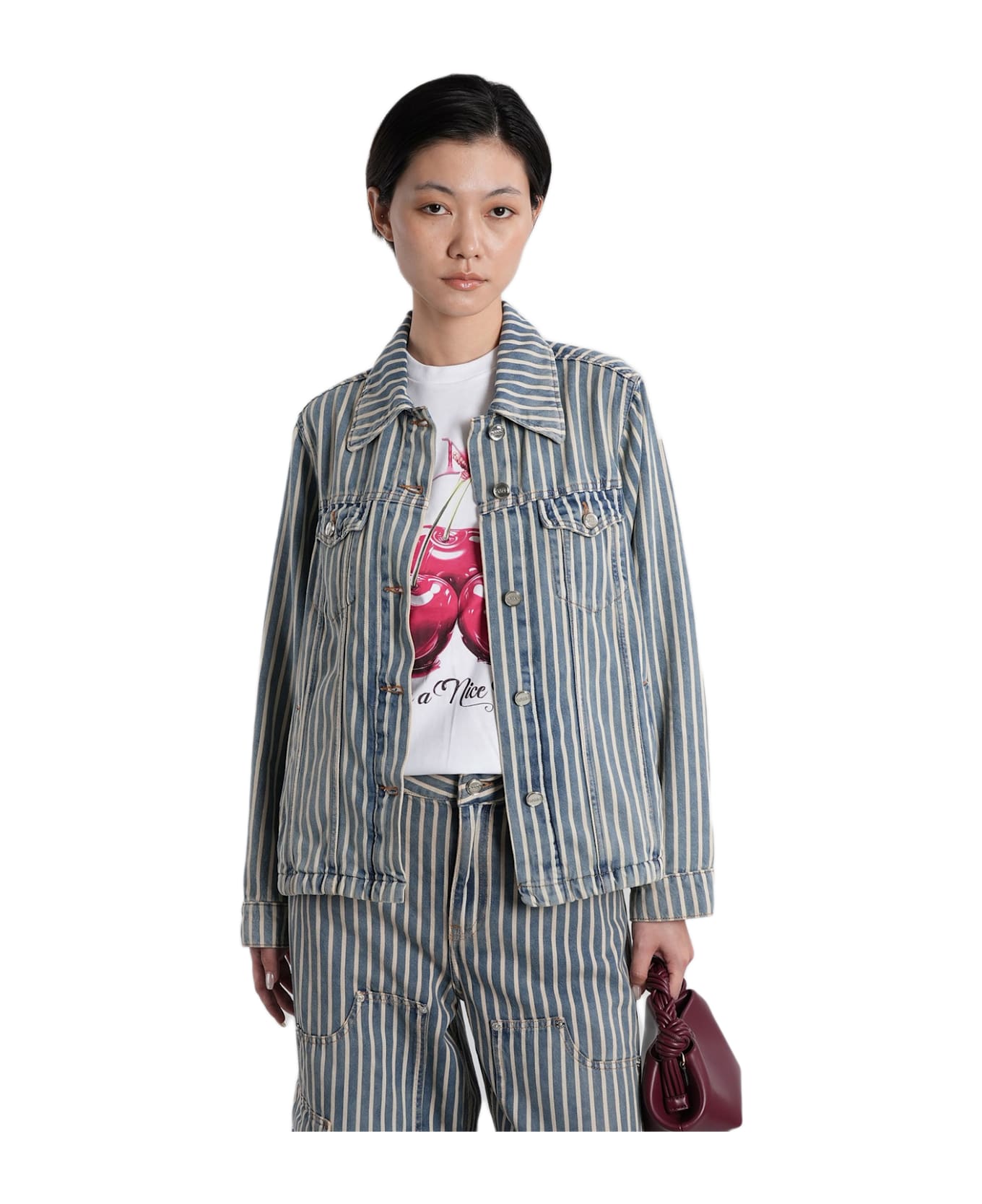 Ganni Denim Jackets In Blue Cotton - blue