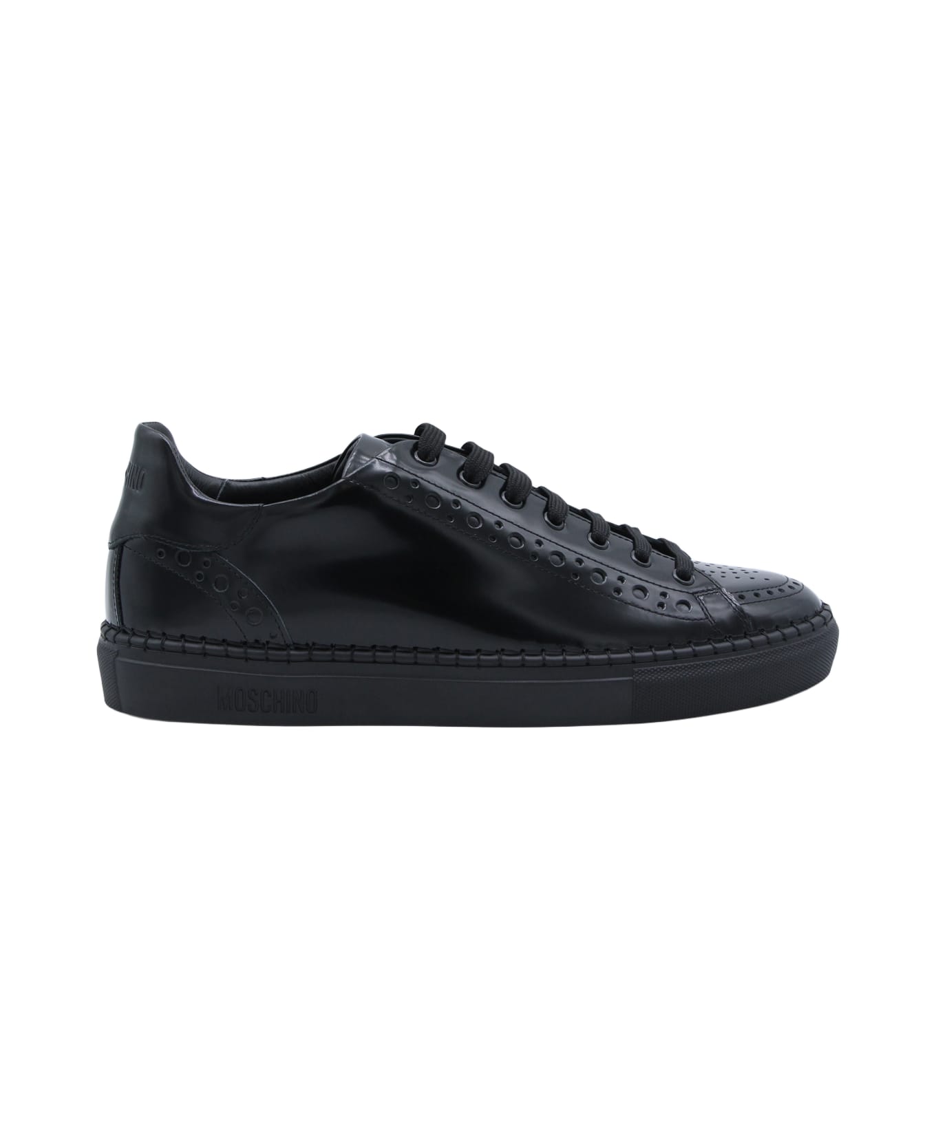 Moschino Black Leather Sneakers - Black