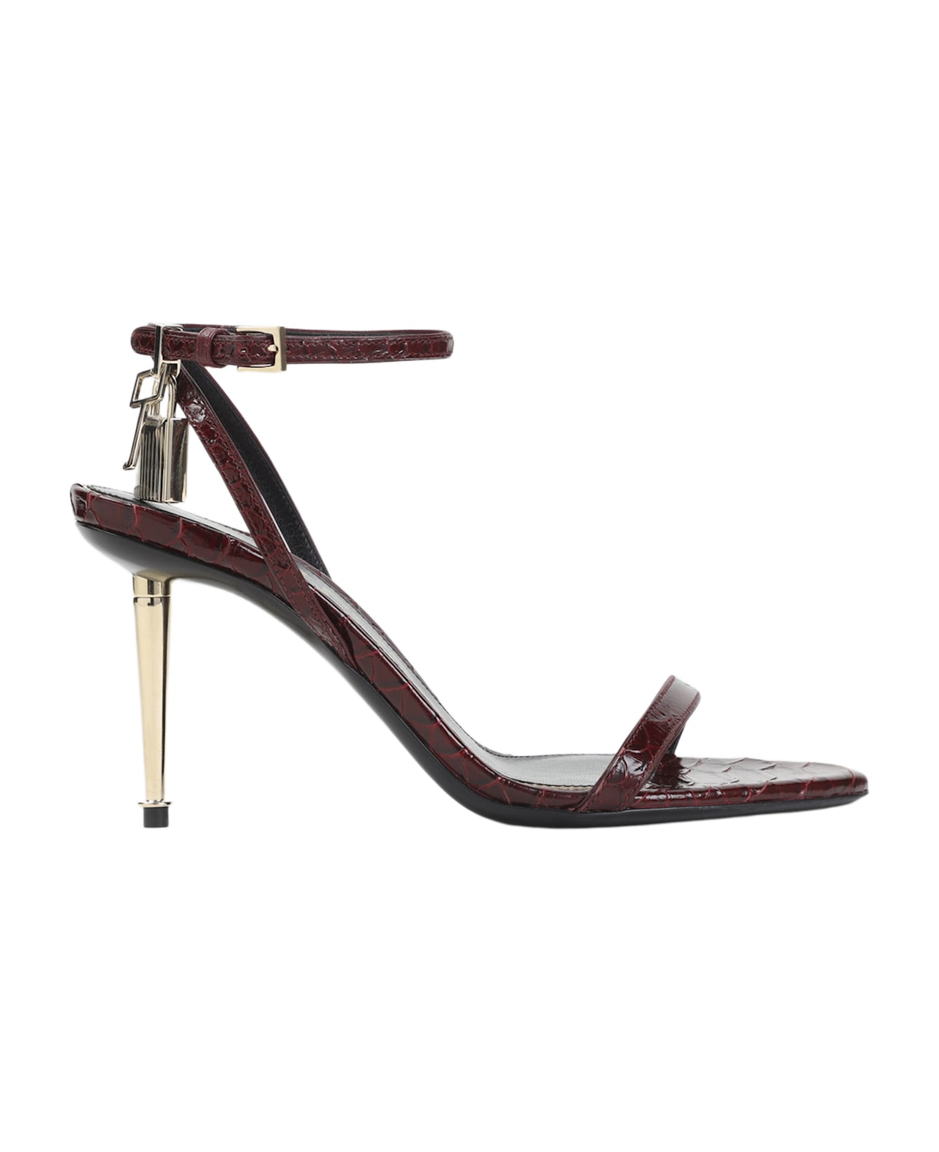 Tom Ford Semi Shiny Printed Python Sandal - Rap Ruby Red