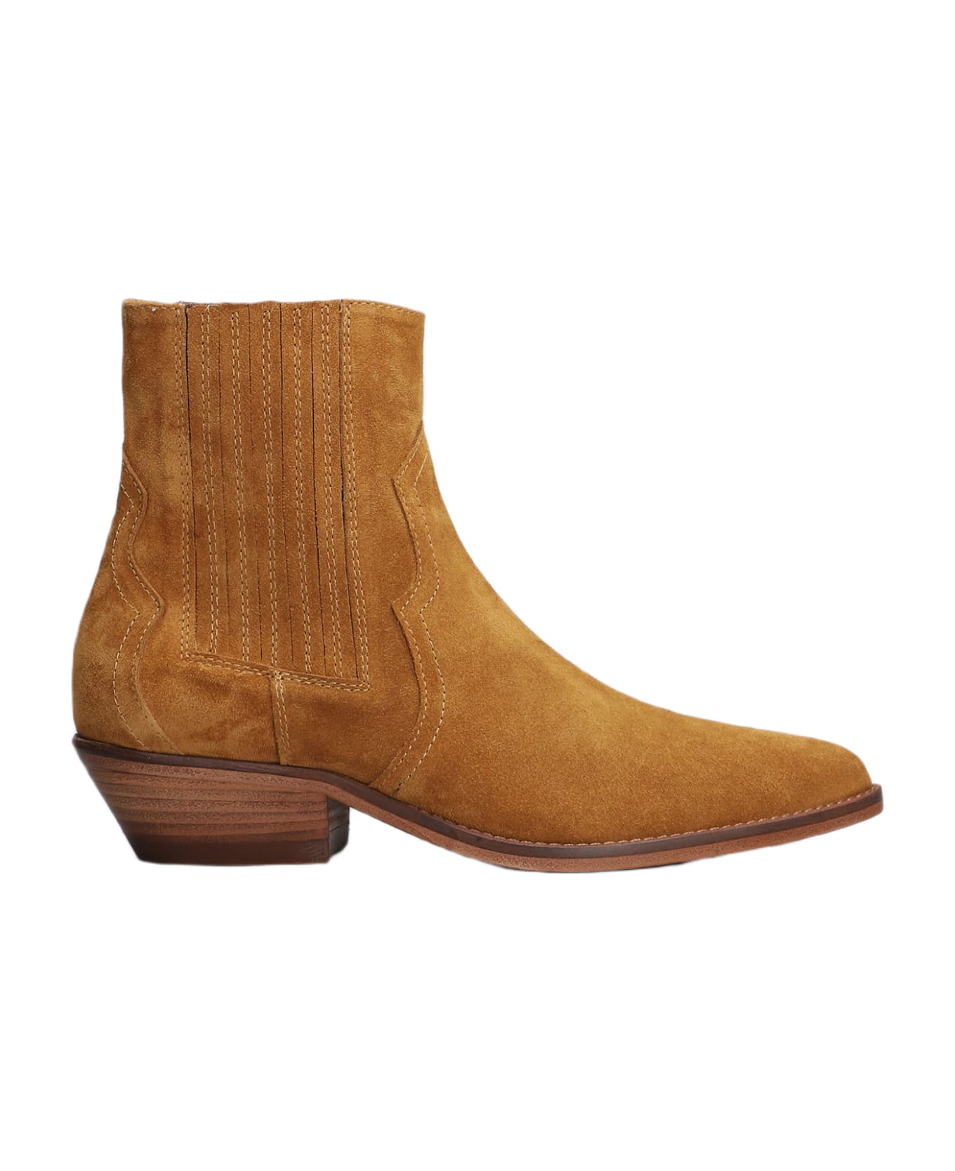 Julie Dee Texan Ankle Boots In Leather Color Suede - leather color
