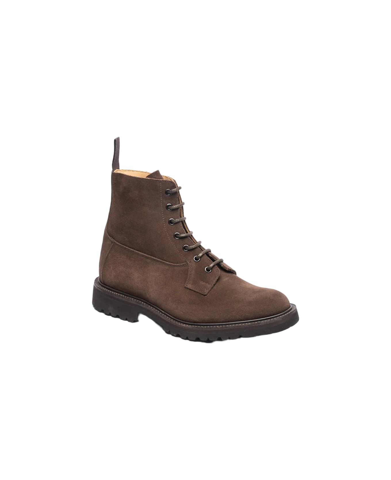 Tricker's Burford Brown Suede Lace-up Boot Vibram Sole - Marrone
