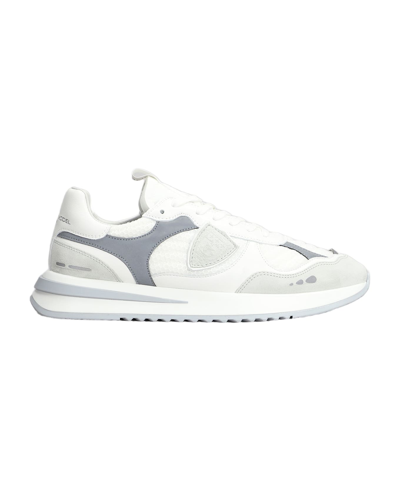 Philippe Model Olympique Low Sneakers In White Leather And Fabric - white