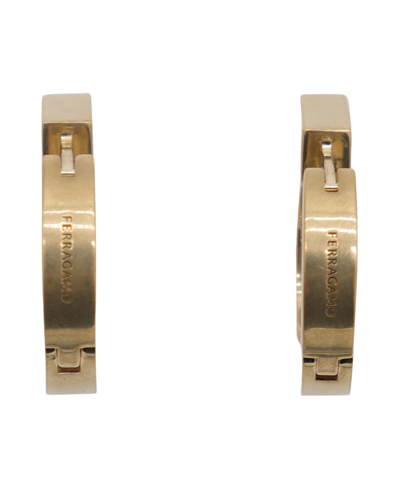 Ferragamo Gold Metal Logo Earrings - Golden