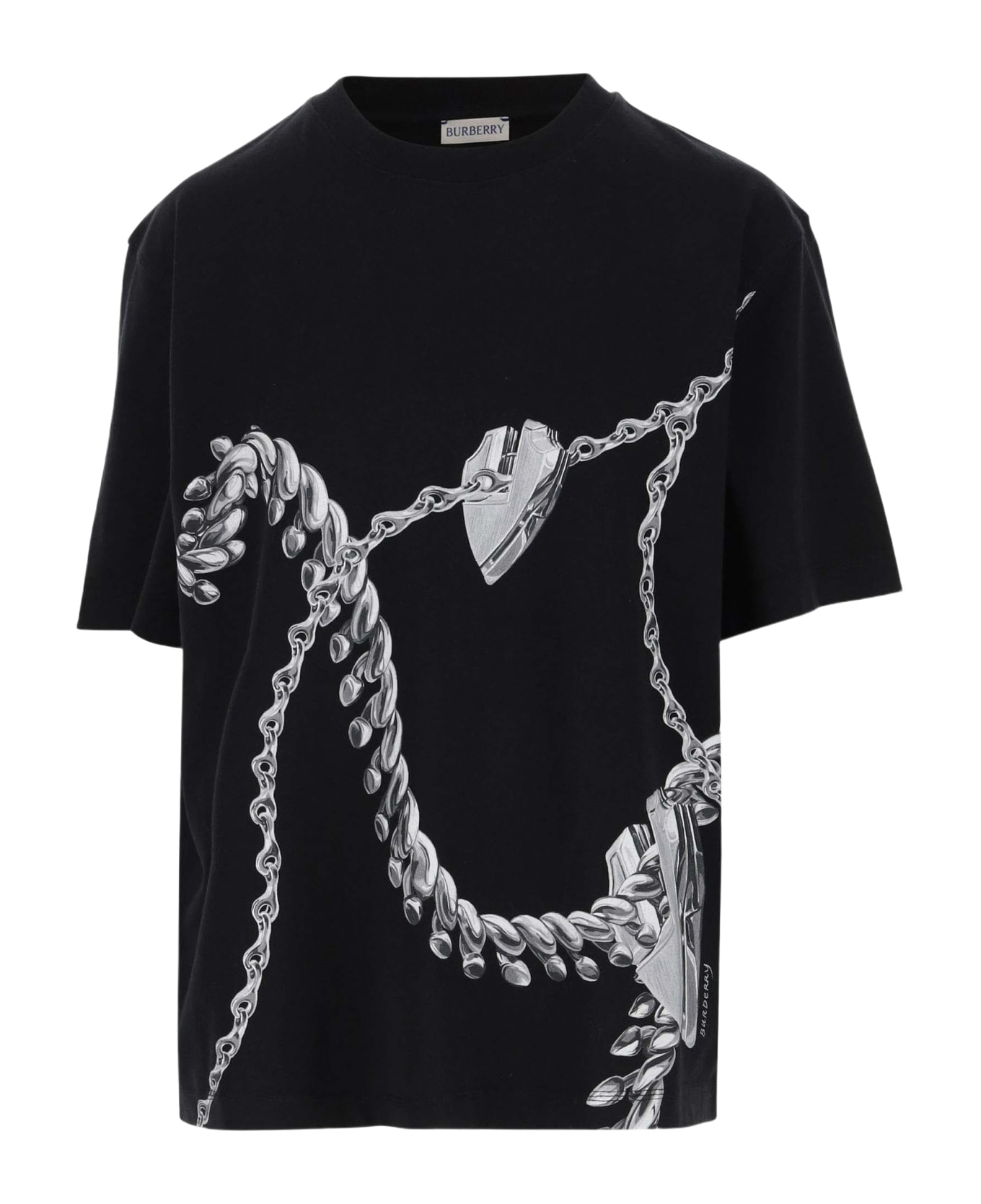 Burberry Cotton Jersey T-shirt With Shield Pattern - Black
