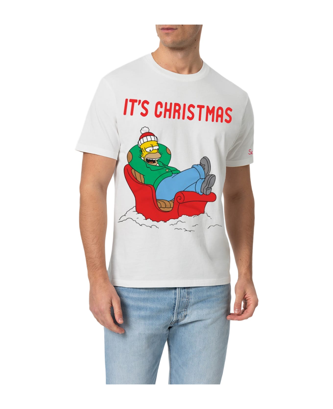 MC2 Saint Barth Winter Cotton T-shirt Arnott With Homer Relax Print | The Simpson Special Edition - WHITE