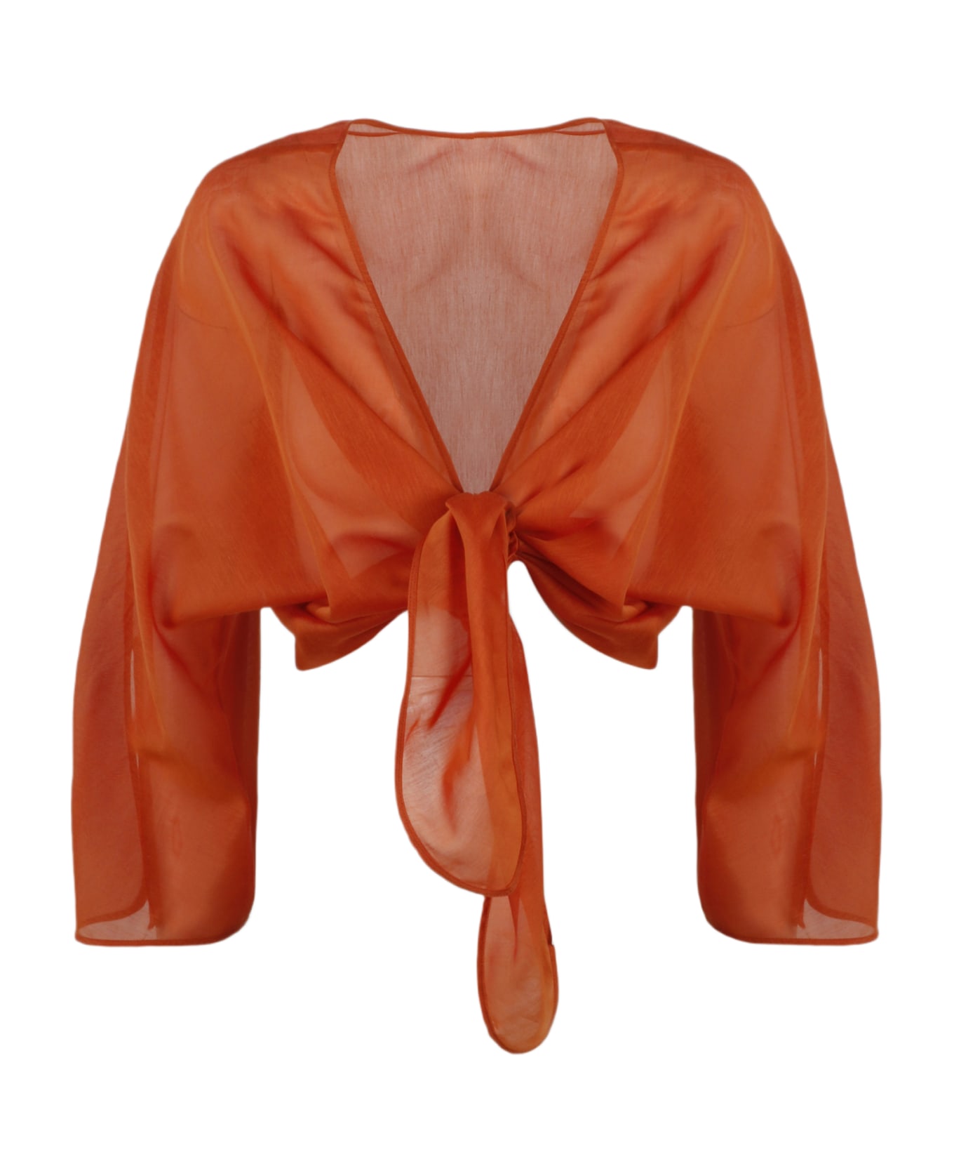 Alberta Ferretti Cotton Silk Knot Shirt - Yellow & Orange カーディガン