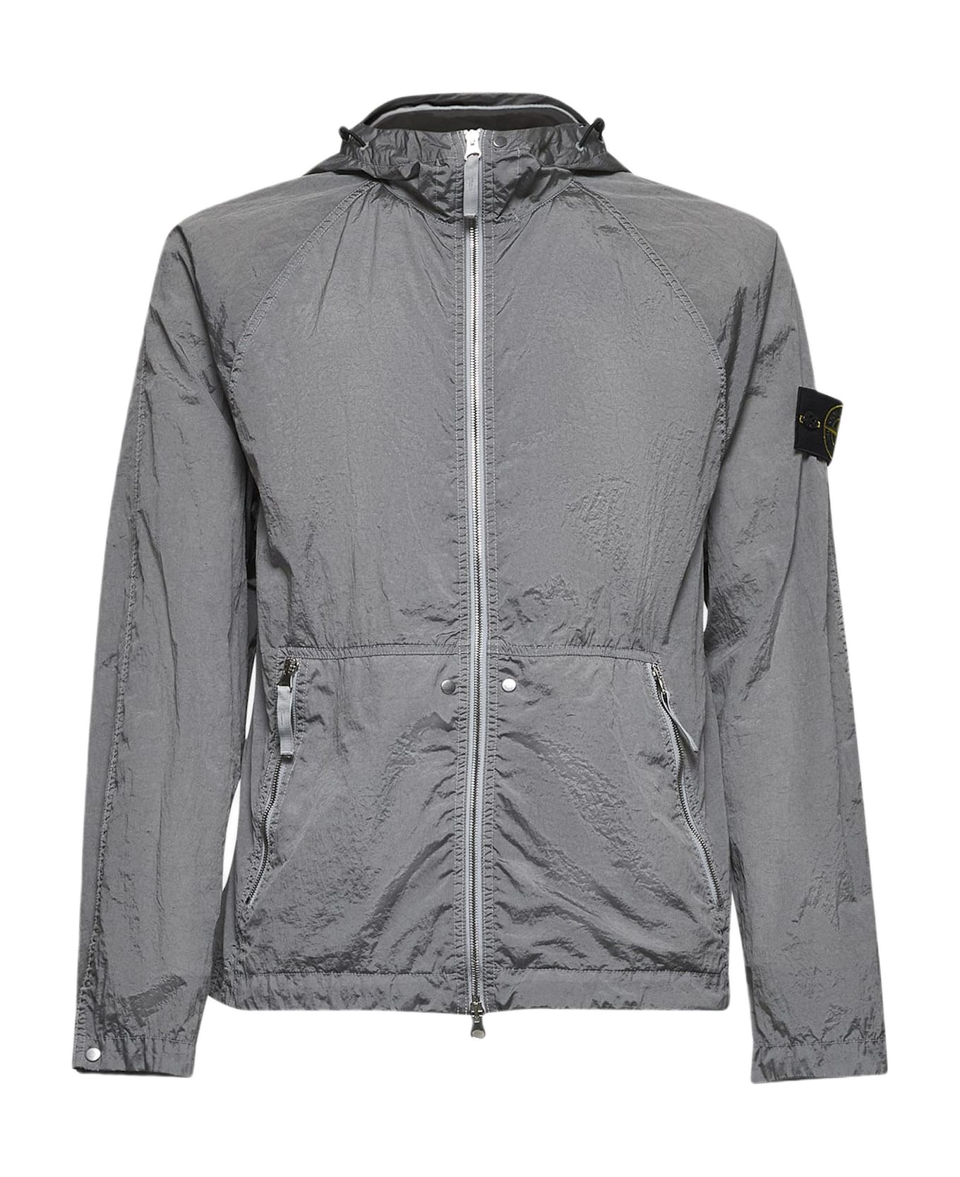 Stone Island Grey Crinkle Reps R-ny Hooded Jacket - Grey