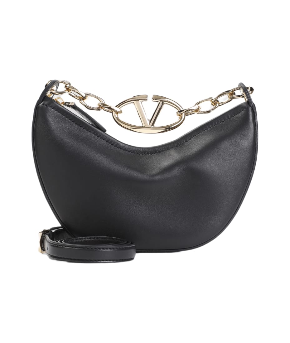 Valentino Garavani Leather Small Hobo Vlogo Moon Handbag