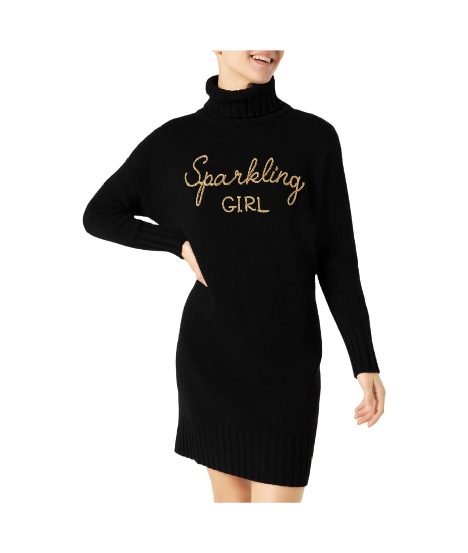 Embroidered Wool Rib Knit Maxi Dress