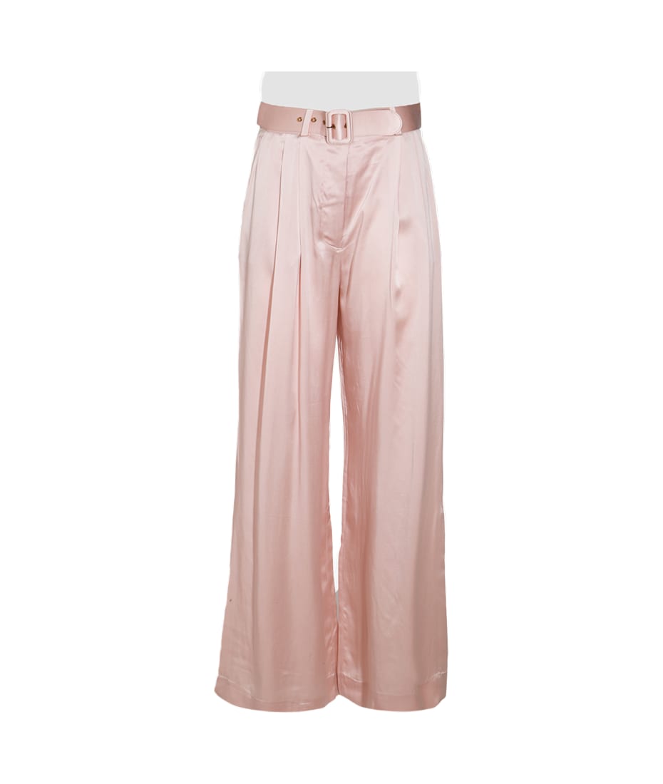 パンツ ZIMMERMANN Woman Pants Pink 2151PR25R PTL ZIMMERMANN Belted shantung wide-leg pants | THE OUTNET