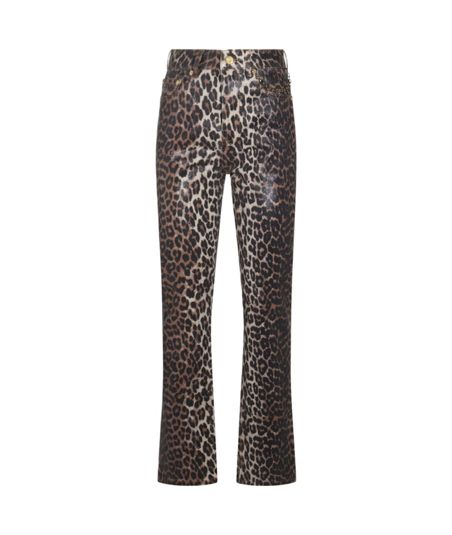 【関税・送料込み】GANNI JEANS LEOPARD COTTON DENIM JEANS Ganni Leopard Cotton Jeans | italist