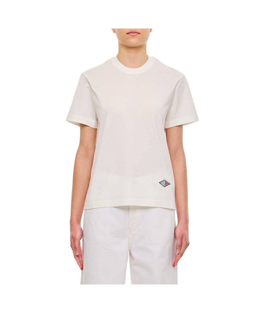 ■BOTTEGA VENETA■ Light Cotton BV Embroidered Short Sleeve Bottega Veneta® Women's Light Cotton Jersey T-Shirt in Chalk