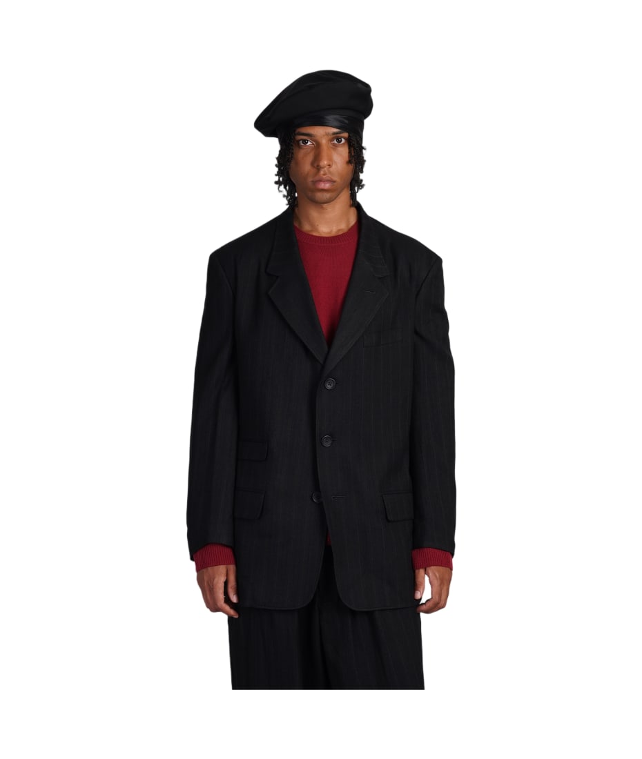 Yohji Yamamoto ピークドラペル ジャケット | ブラック
