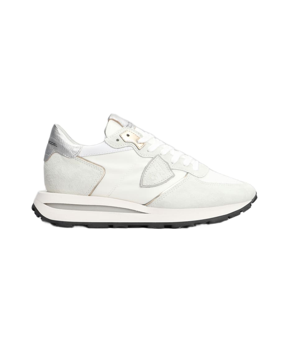 Philippe Model Tropez Haute Sneakers In White Suede And Fabric