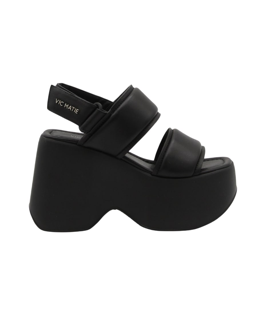 Vic Matié Black Leather Platform Sandals | italist