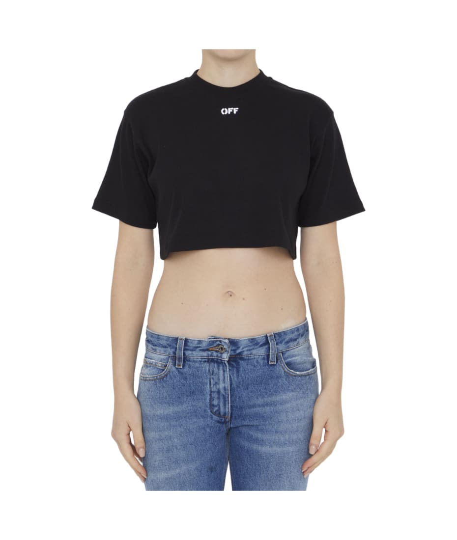 OFF-WHITE - Cropped Cotton T-shirt