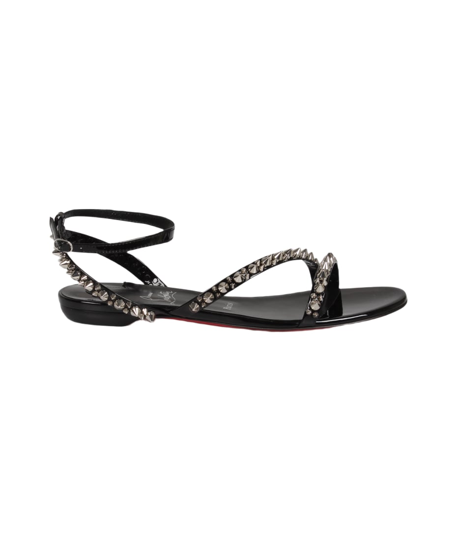 Christian Louboutin - Galerietta Cafe Suede Bronze Studded Flat Sandal