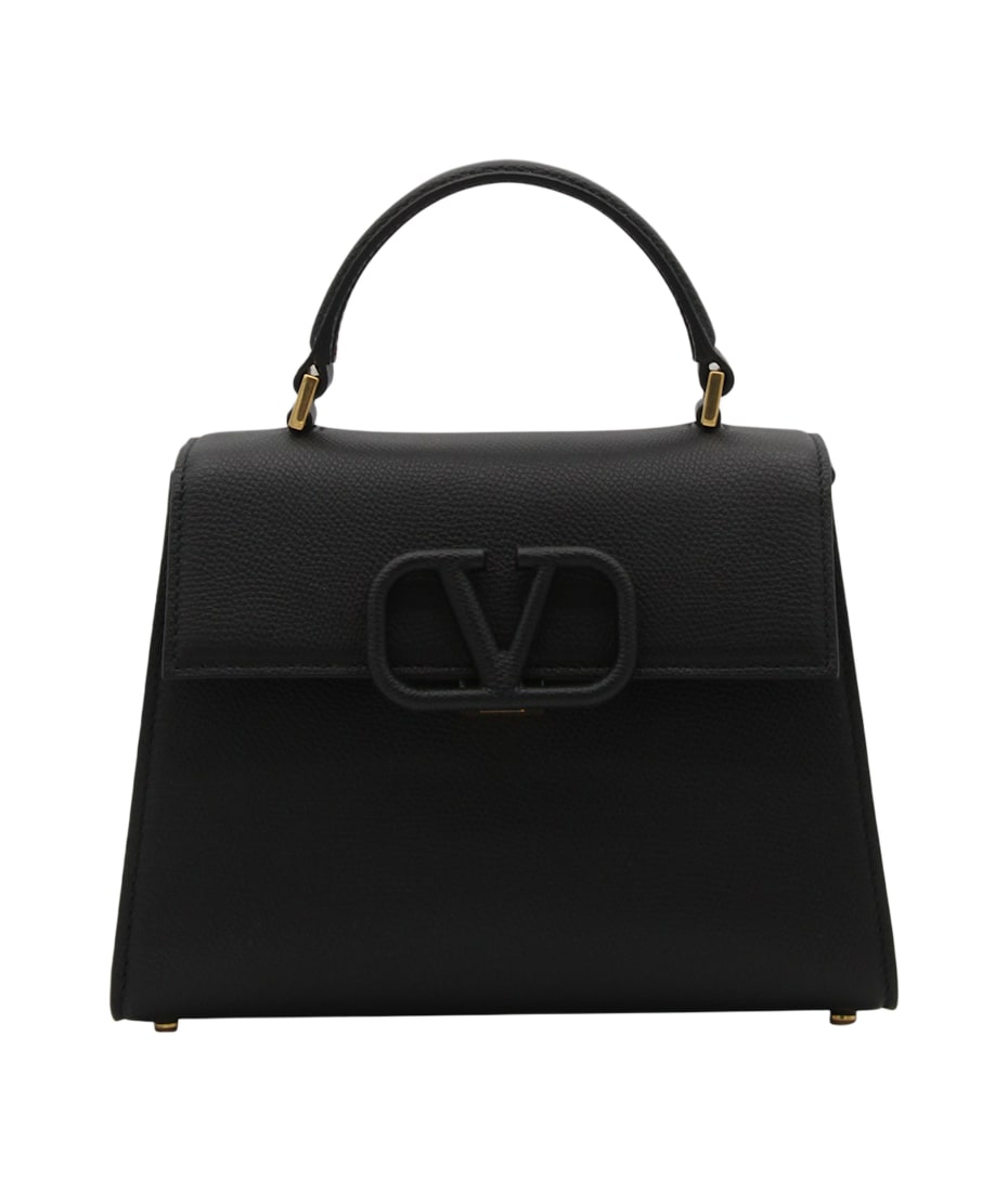 Valentino Garavani Black Leather Vsling Top Handle Bag
