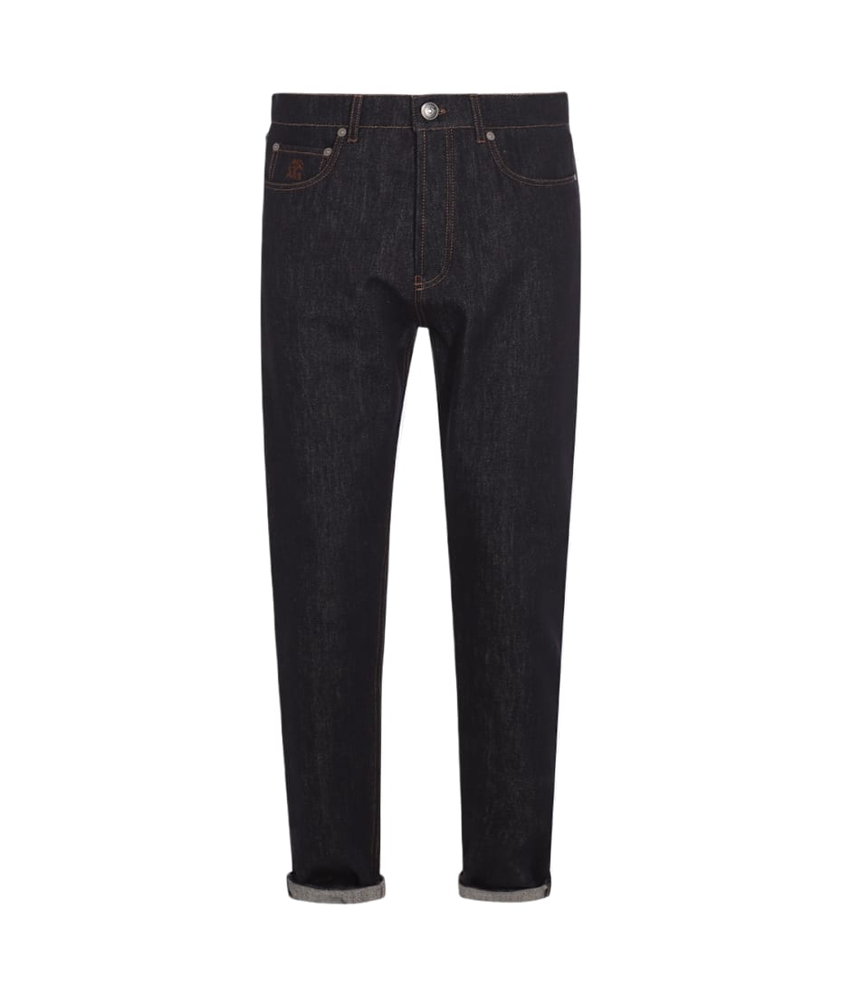【送料&関税込】Brunello Cucinelli Blue Cotton Denim Jeans BRUNELLO CUCINELLI Dark Blue Cotton Jeans — Mitchell Ogilvie