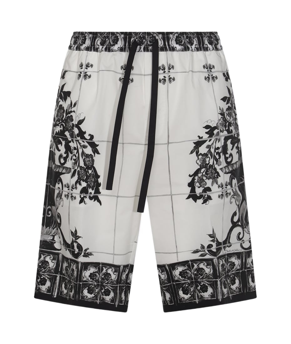 Dolce & Gabbana White And Black Cotton Shorts | italist