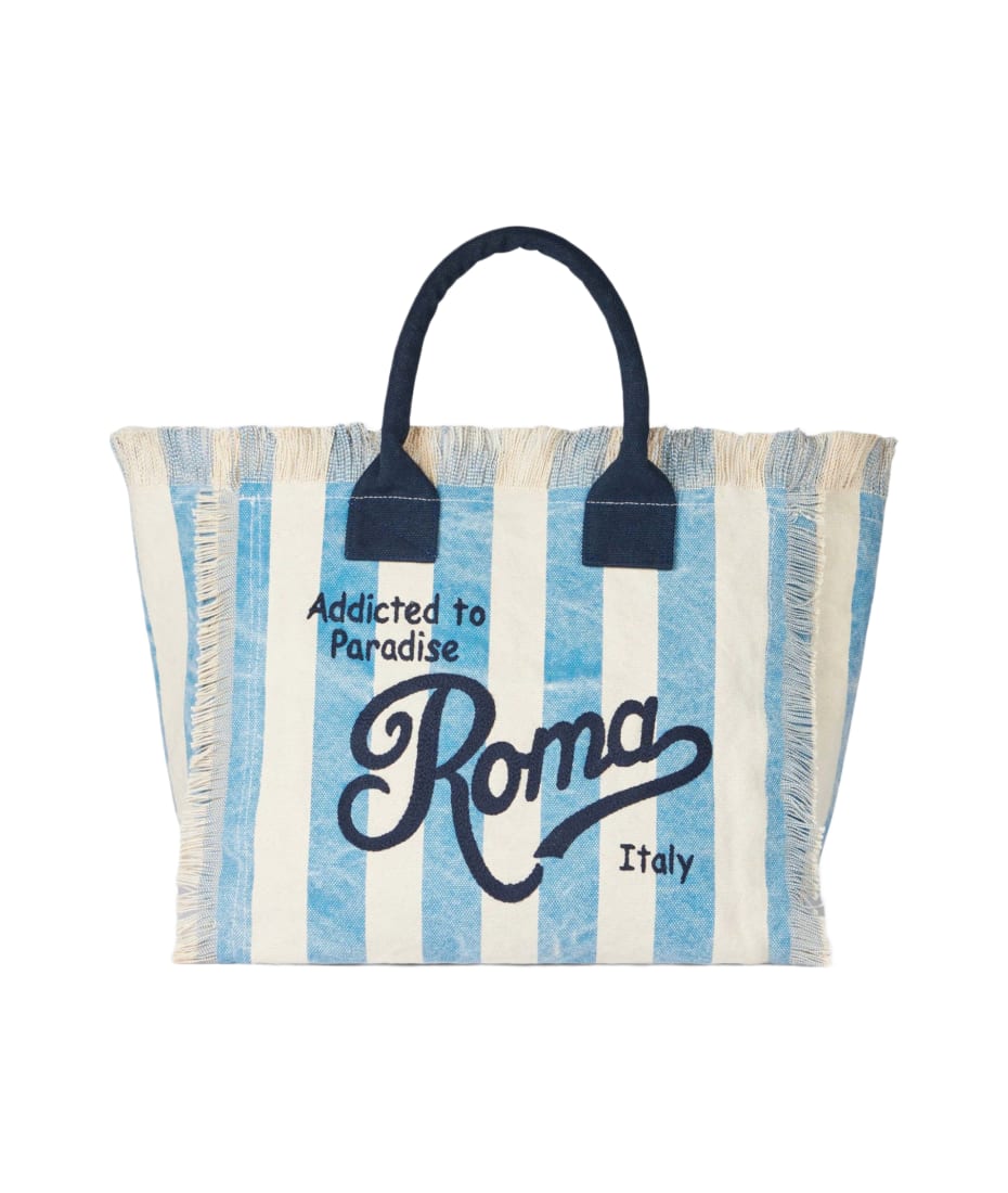 ハンドバッグ MC2 SAINT BARTH Vanity cotton handbag Cotton canvas Vanity tote bag with pink striped print – MC2