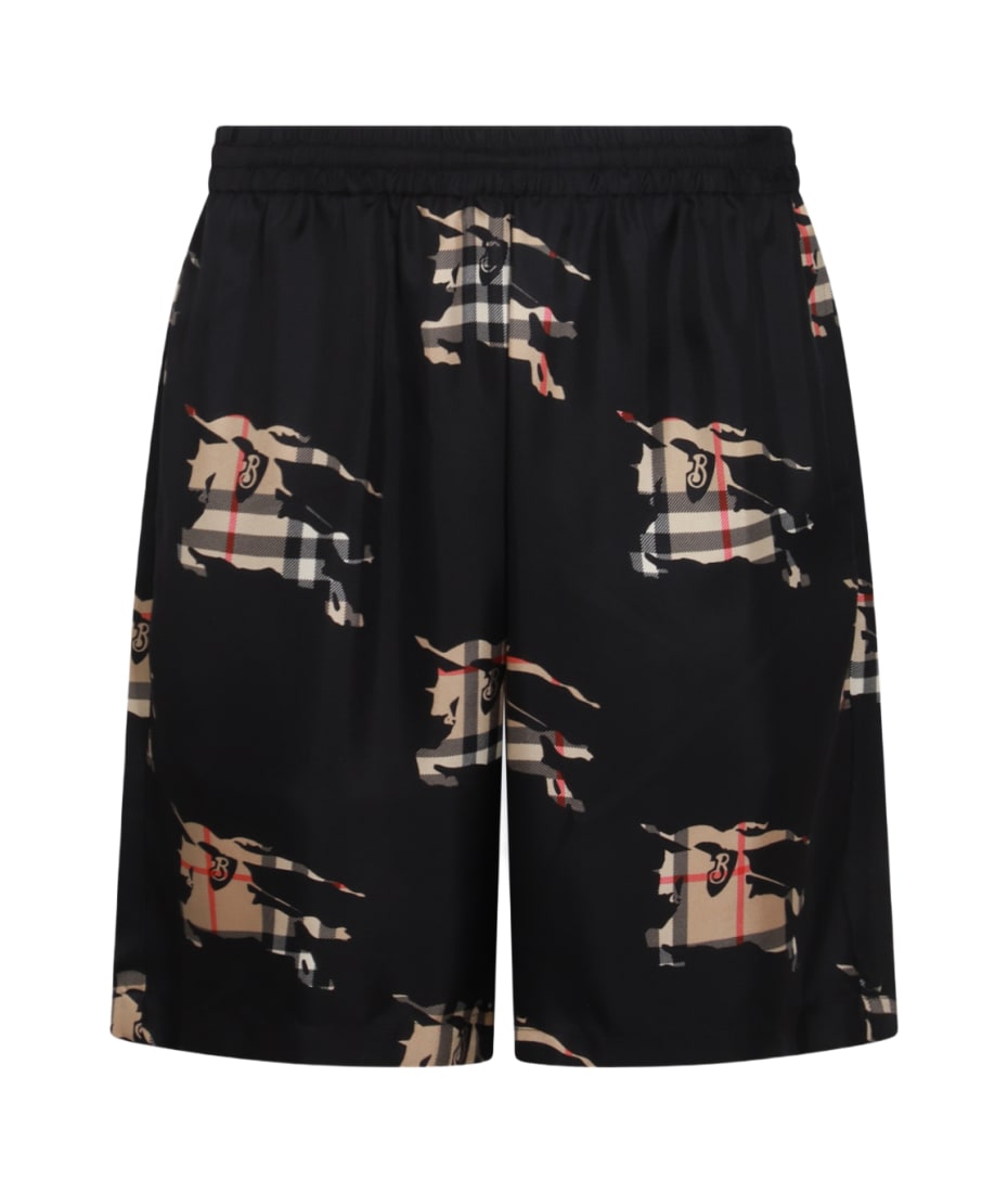 Burberry Black And Beige Silk Shorts | italist