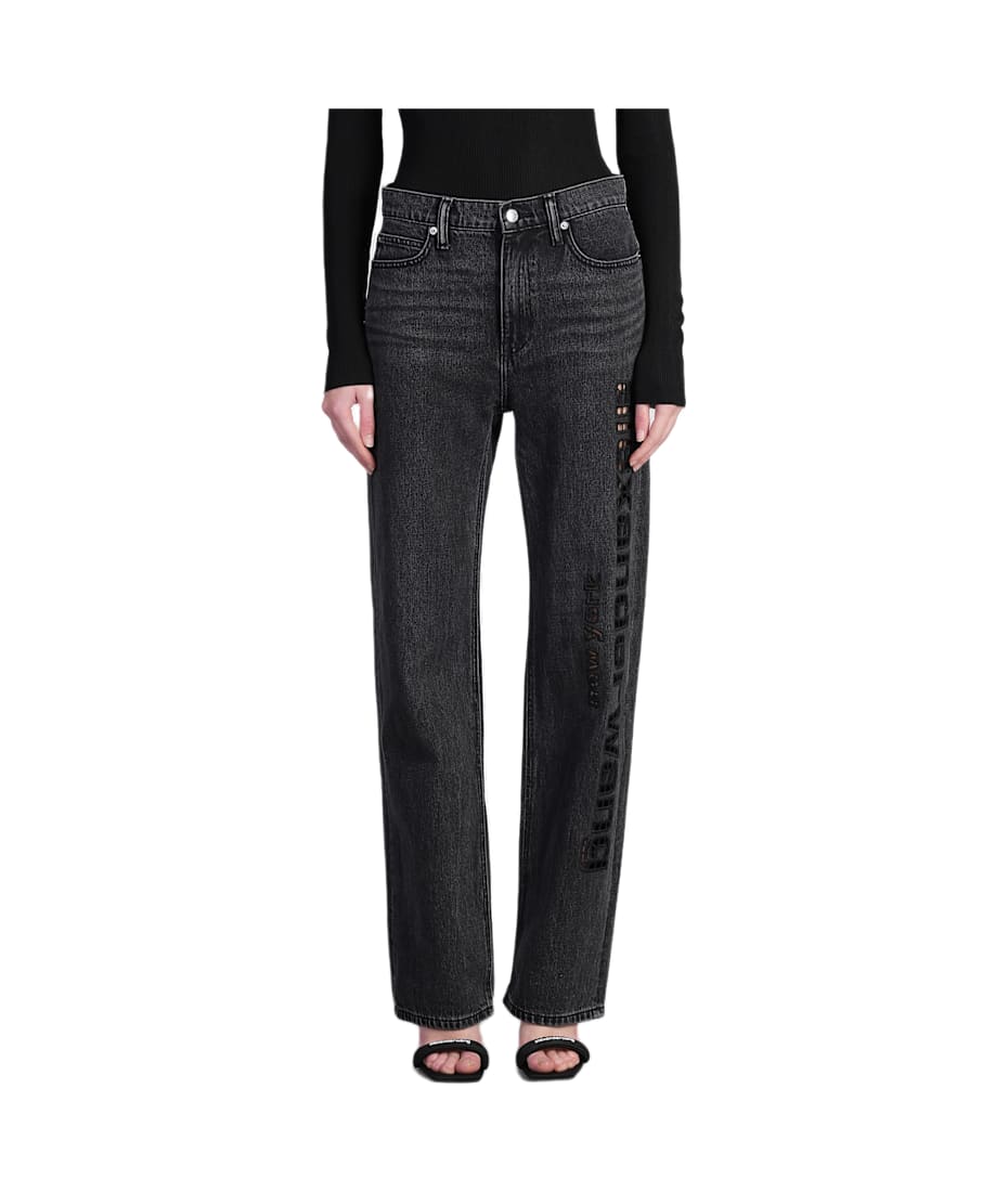 ALEXANDER WANG テラトハンツ 403709F16 001BLACK Alexander Wang Asymmetrical Waistband Lace Jeans | Blue
