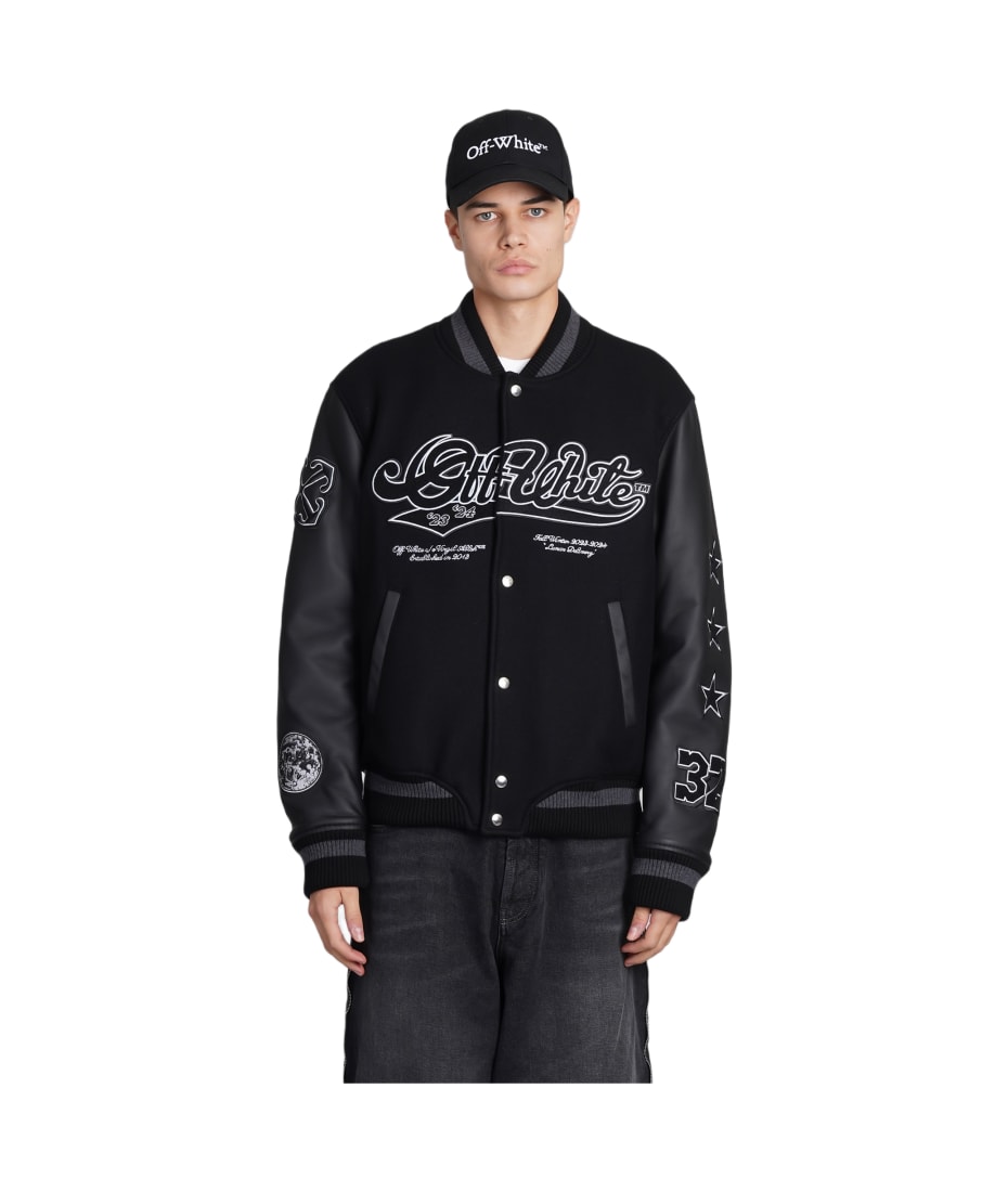 Off White Black Moon Bomber Jacket With Embroidery italist ALWAYS LIKE A SALE