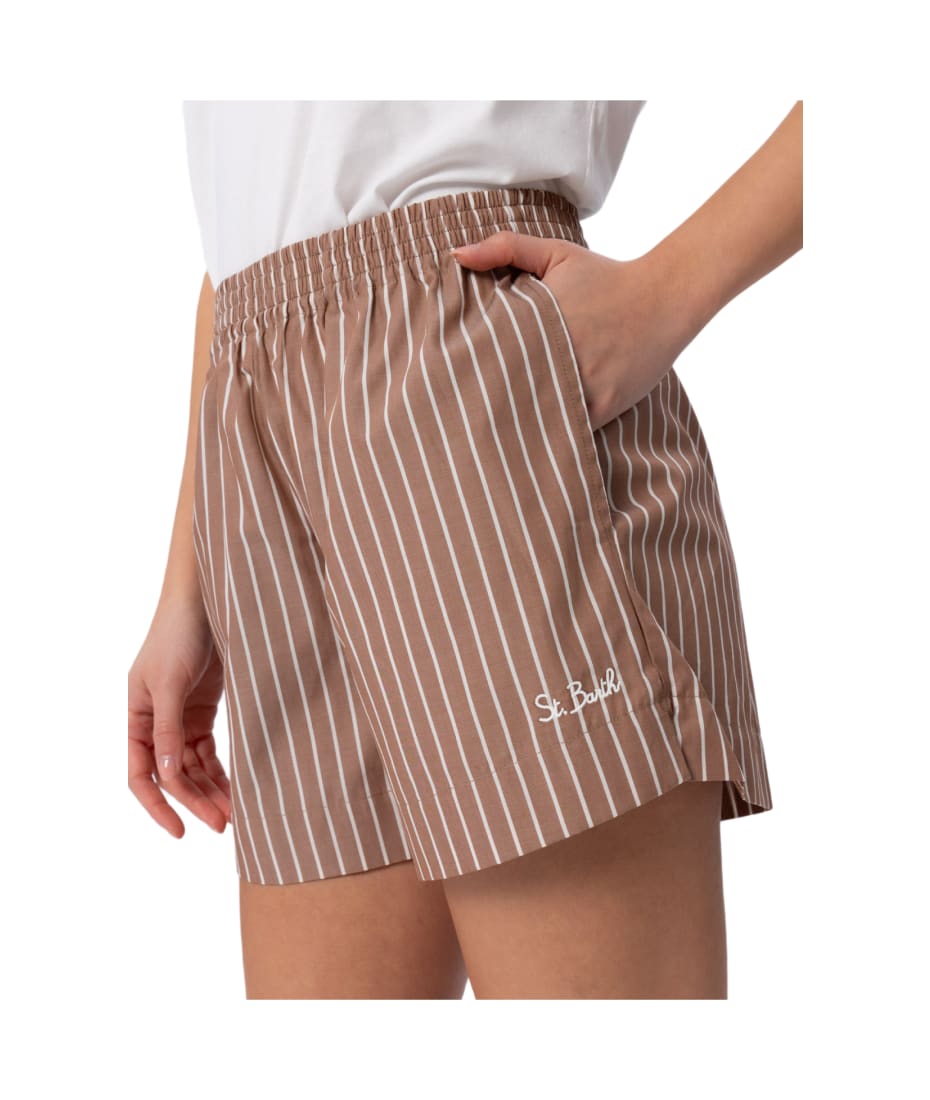 ショートパンツ MC2 Saint Barth MEAVE - Striped cotton shorts Meave cotton poplin pull up shorts with striped print – MC2