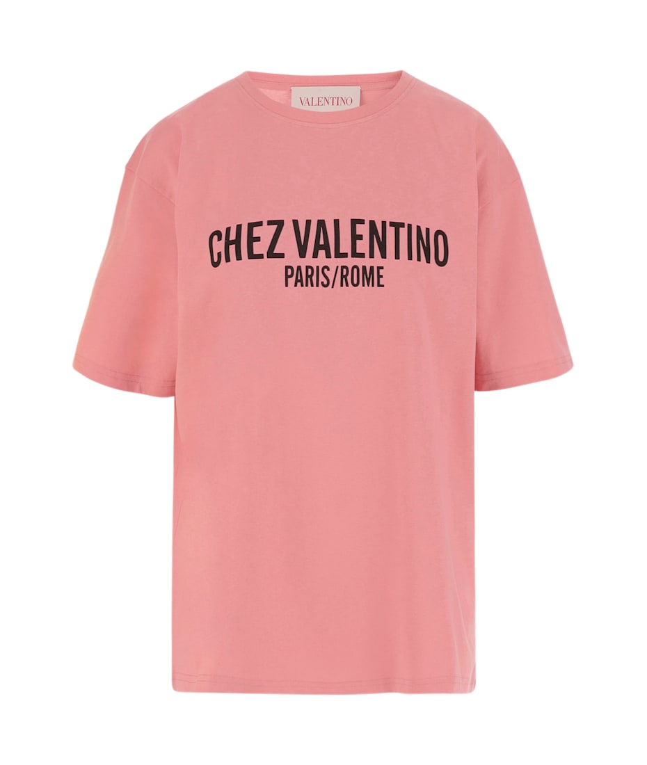 【関税&送料込】Valentino Chez Valentino Cotton T-Shirt Cotton T-shirt With Chez Valentino Print for Man in Orange