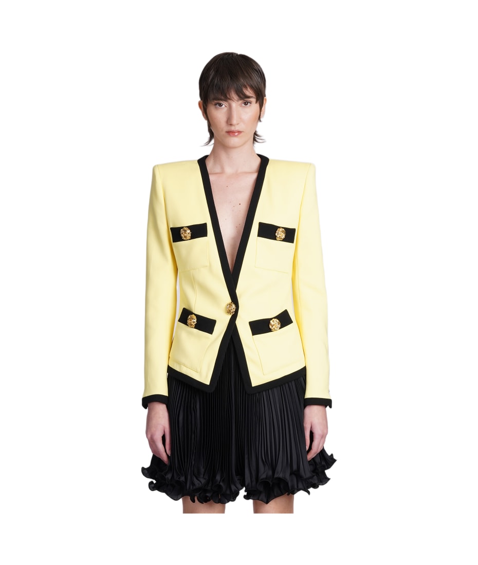 Yellow balmain blazer hot sale