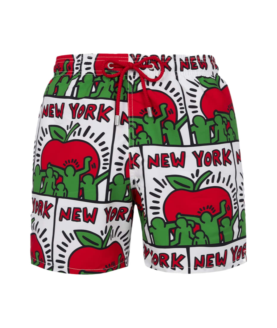 MC2 Saint Barth Man Mid Length Gustavia swim shorts with Keith Haring Design Placed Print Keith Haring Special Edition