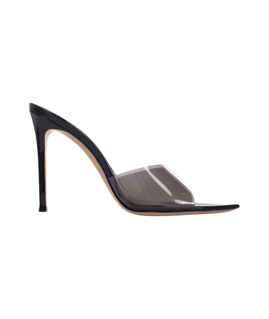 Black Leather Elle Mules