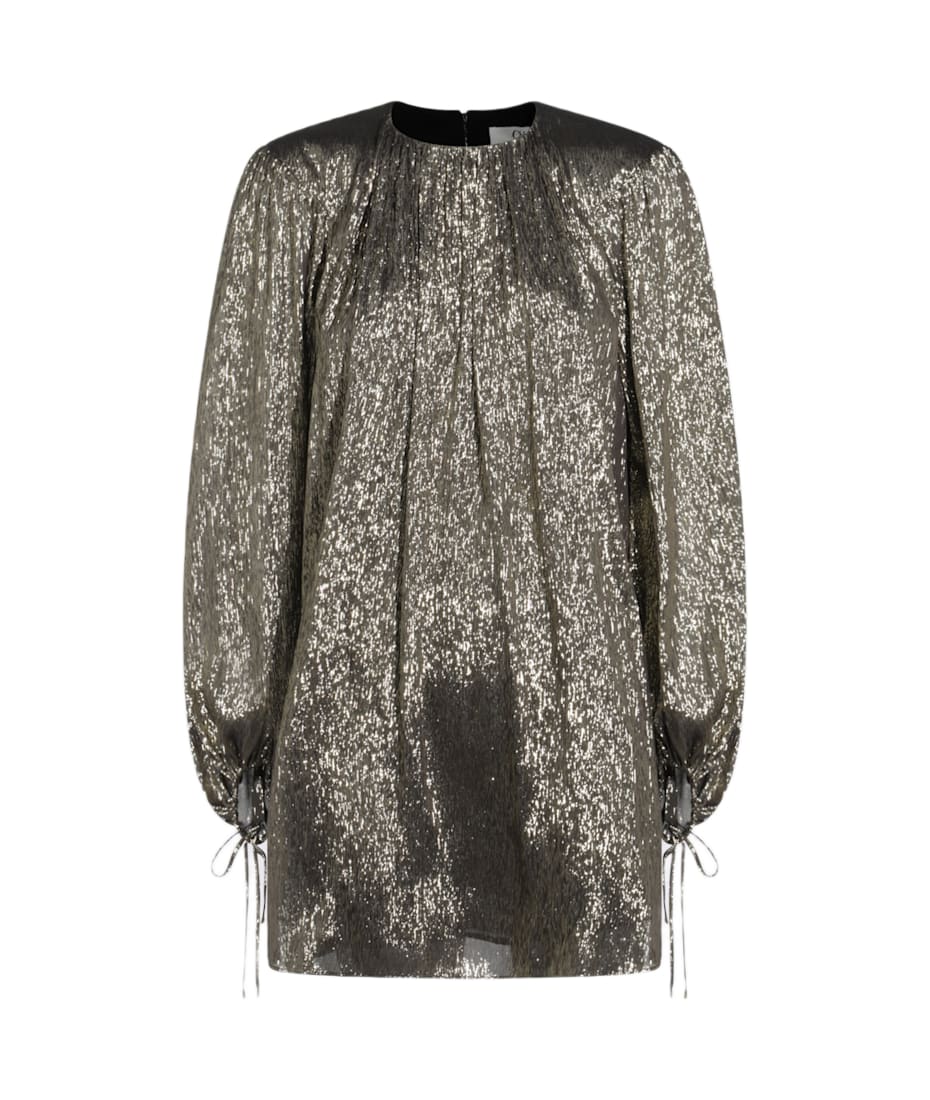 【関税&送料込】Chloe Black Gold Mini Dress In Lame Blend Chloé Black Gold Mini Dress | italist