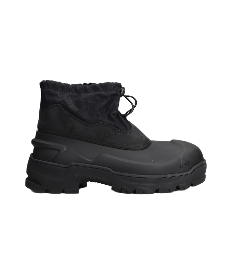 Roa Low Top Rubber Boot Combat Boots in Black Rubber plasic Men