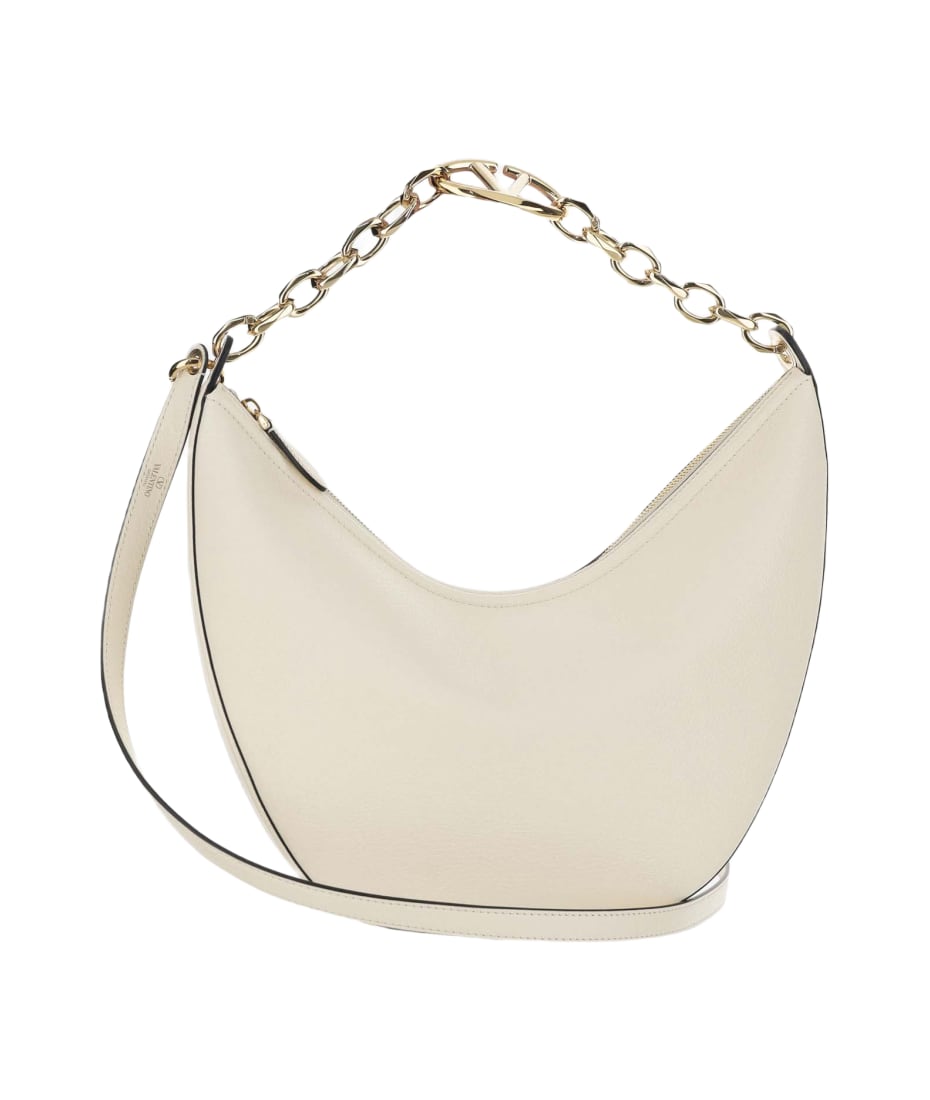 ショルダーバッグ・ポシェット VALENTINO IVORY LEATHER MEDIUM HOBO VLOGO MOON SHOULDER BAG Valentino Garavani Ivory Leather Medium Hobo Vlogo Moon