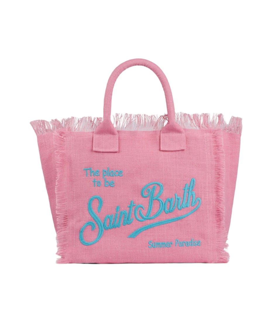 Mc2 Saint Barth Kids' Colette Embroidered-logo Beach Bag In Pink