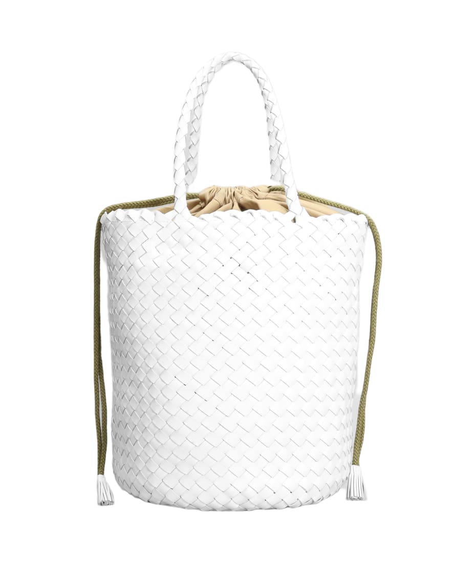 Dragon Diffusion Jacky Bucket Hand Bag In White Leather