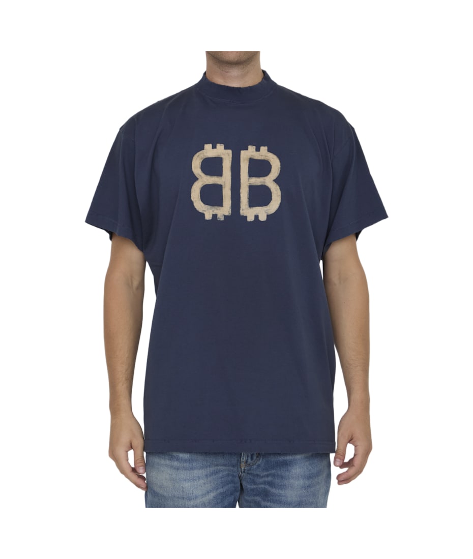 BALENCIAGA / バレンシアガ /  クリプト Tシャツ Balenciaga Crypto-print Cotton T-shirt | Blue | FARFETCH