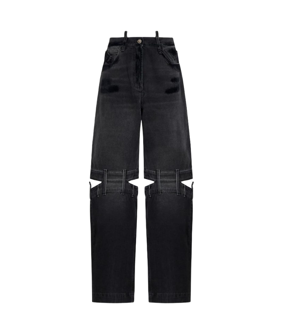 デニム・ジーパン THE ATTICO FW24 Black denim jeans (241WCP113D066 100) The Attico Black Denim Cut-out Jeans | italist
