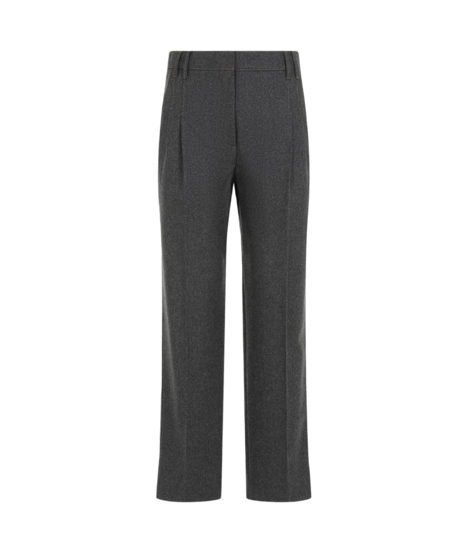 パンツ BRUNELLO CUCINELLI Brunello Cucinelli Cropped Flannel Pants Flannel trousers for Man in Bark | Brunello Cucinelli