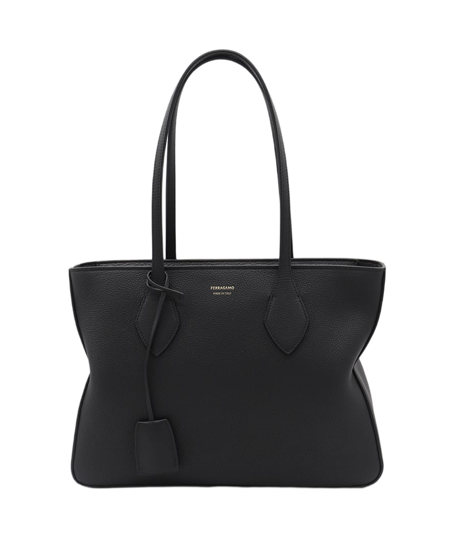 【関税&送料込】Ferragamo Large Black Leather Tote Bag Ferragamo Black Leather Totes | italist
