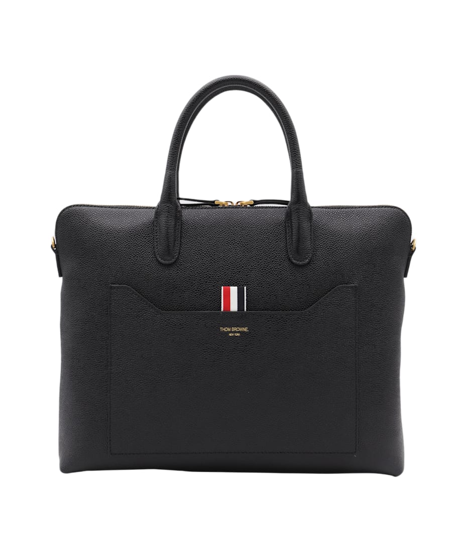 Thom Browne Black Leather Top Handle Bag | italist