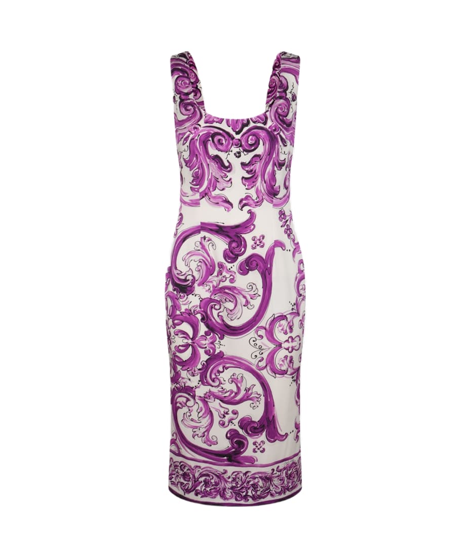 ワンピース DOLCE & GABBANA WHITE AND PURPLE DRESS Dolce & Gabbana White And Purple Silk Dress | italist