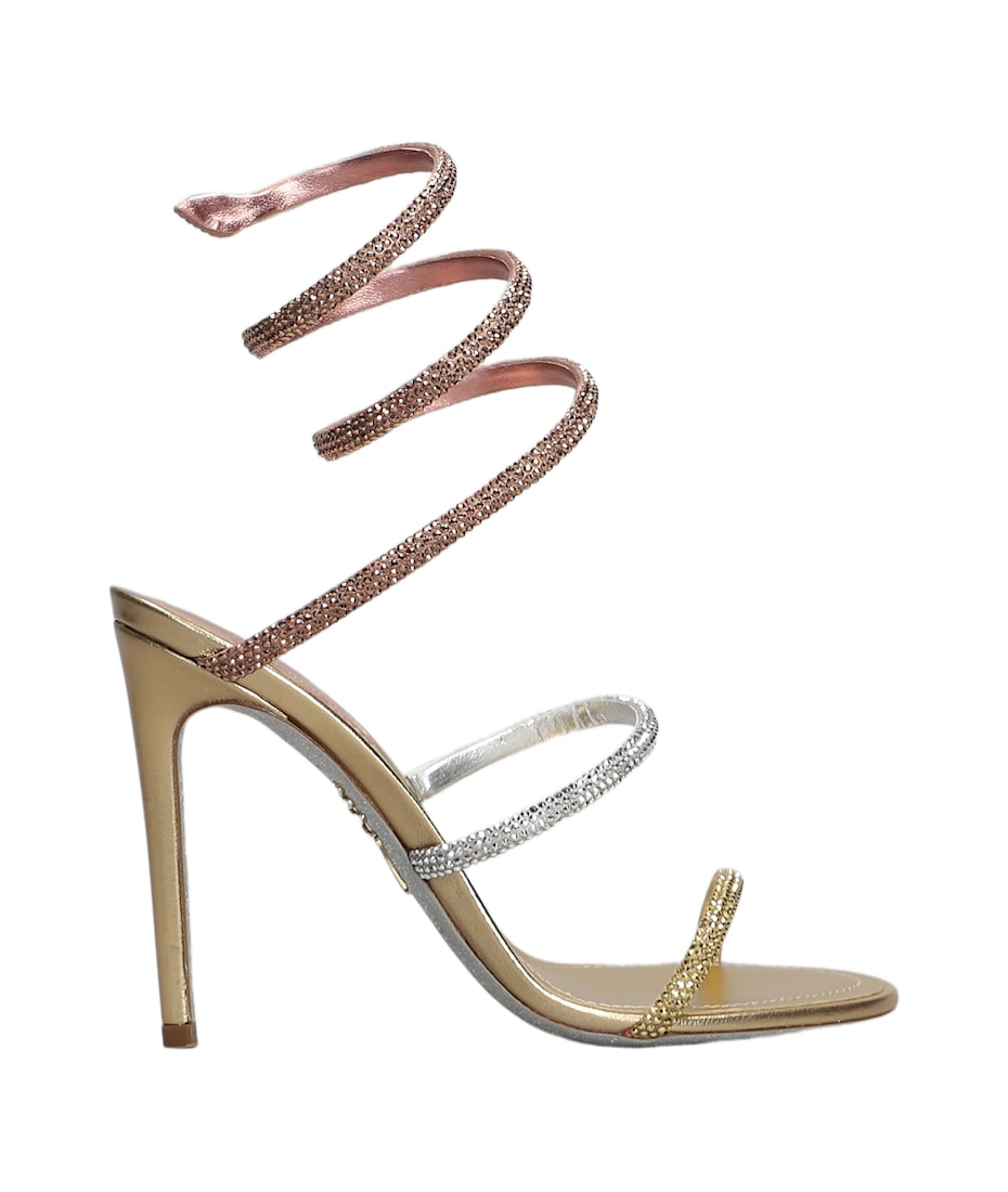 René Caovilla ゴールド スネークサンダル 381/2 Jeweled JUNIPER BLACK AND GOLD SANDAL 105 | Rene Caovilla®