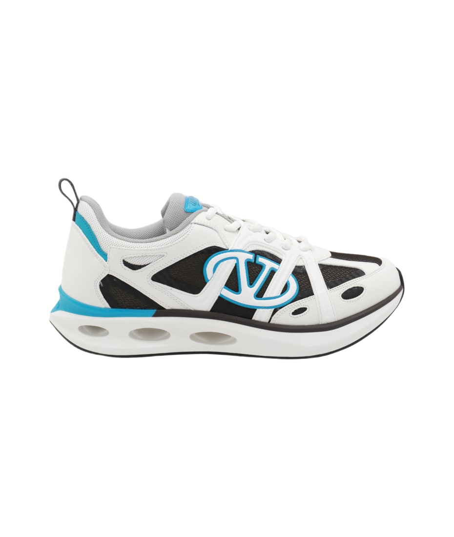 スニーカー VALENTINO GARAVANI WHITE AND BLACK LEATHER SNEAKERS Valentino Garavani Open Leather Sneakers | White | FARFETCH