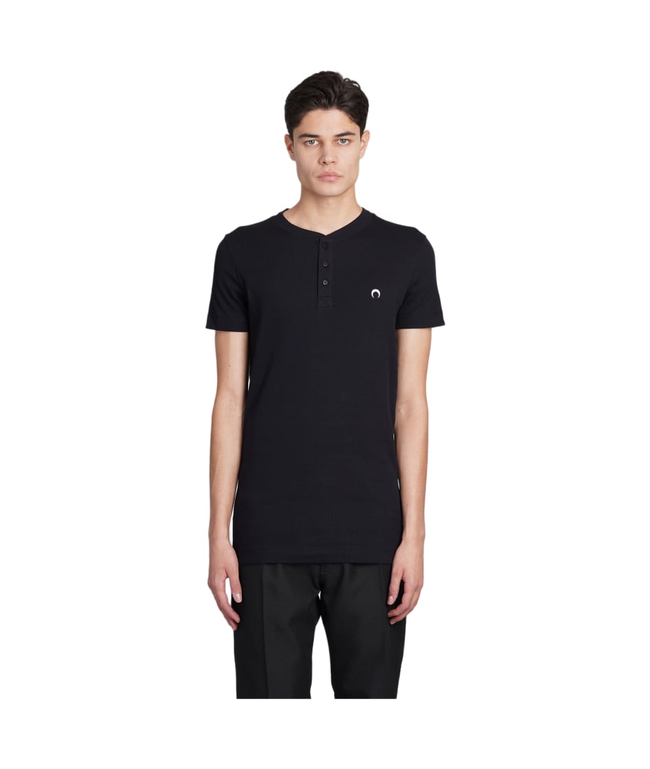 Marine Serre Black Metallic Polo