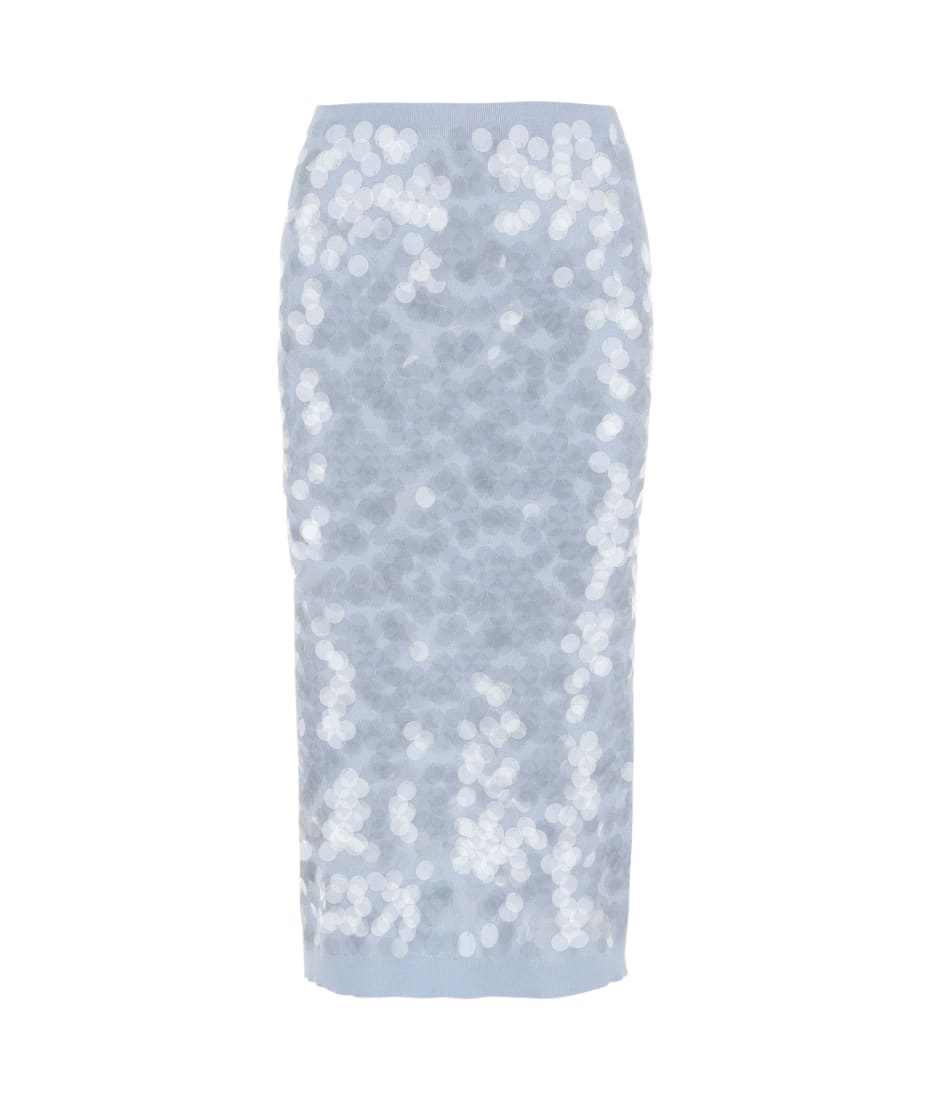 N.21 Sequined Cotton Skirt - Light Blue