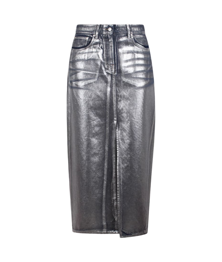 【送料&関税込】MSGM Denim Skirt Msgm Long Skirt In Coated Cotton Denim | italist