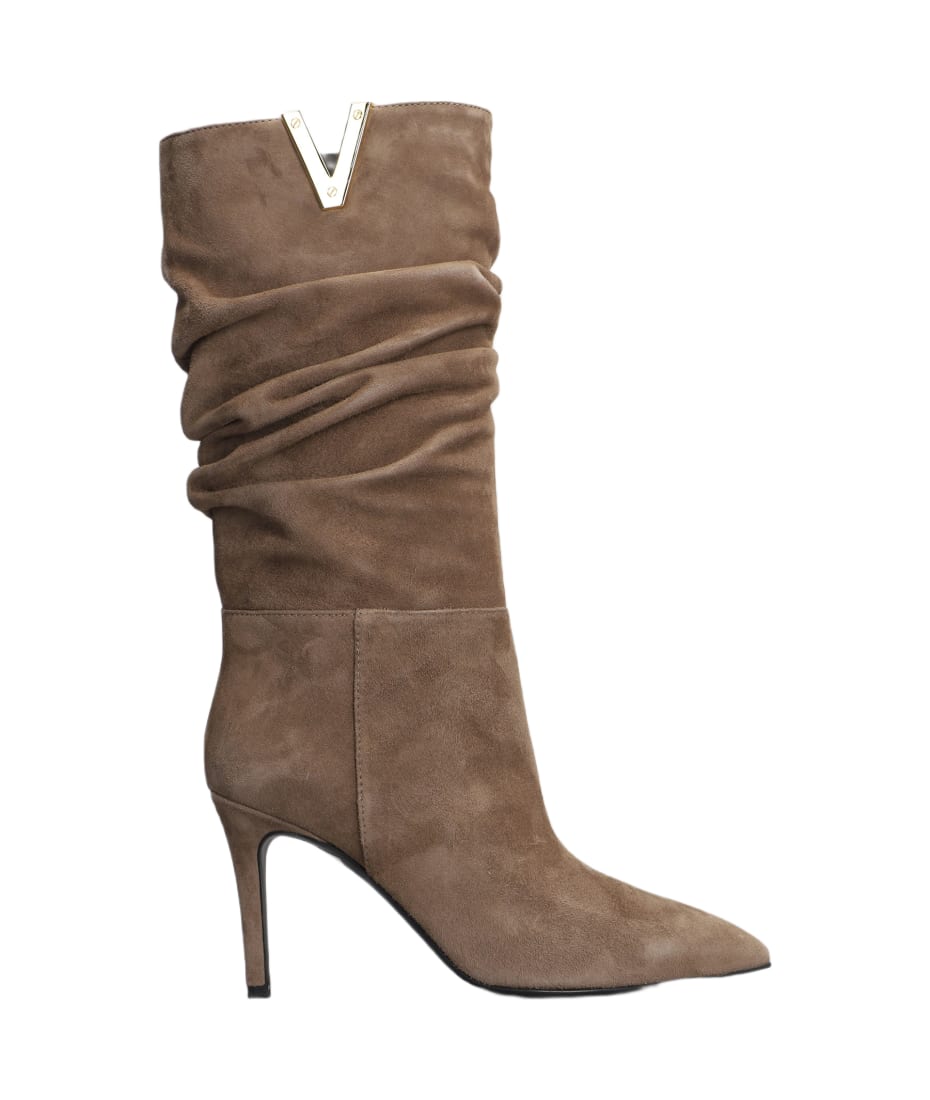 Taupe high heel boots sales